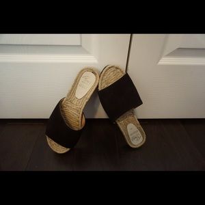Made in Spain - Black Suede Espadrille slides - Size 38
